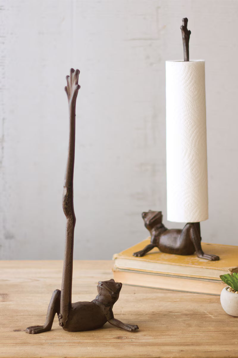 CAST IRON FROG PAPER TOWEL HOLDER (MIN 2) — Kalalou CTM1005K