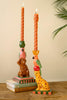 Set of 2 Ceramic Cheetah and Monkey Taper Candle Holders – image 1