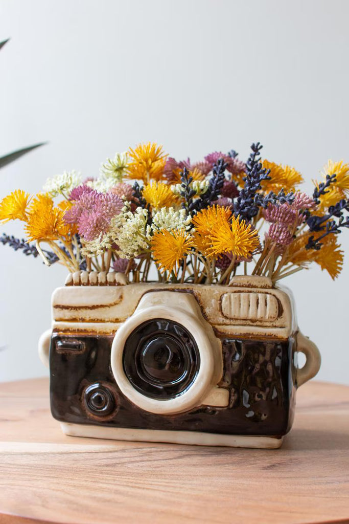 CERAMIC CAMERA PLANTER (MIN 2) — Kalalou CDV2297K