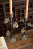 Set of 2 Antique Brass Flower Taper Candle Holders - image 2