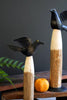 SET OF TWO BLACK IRON CROWS ON WOODEN BASES — Kalalou NBA2482