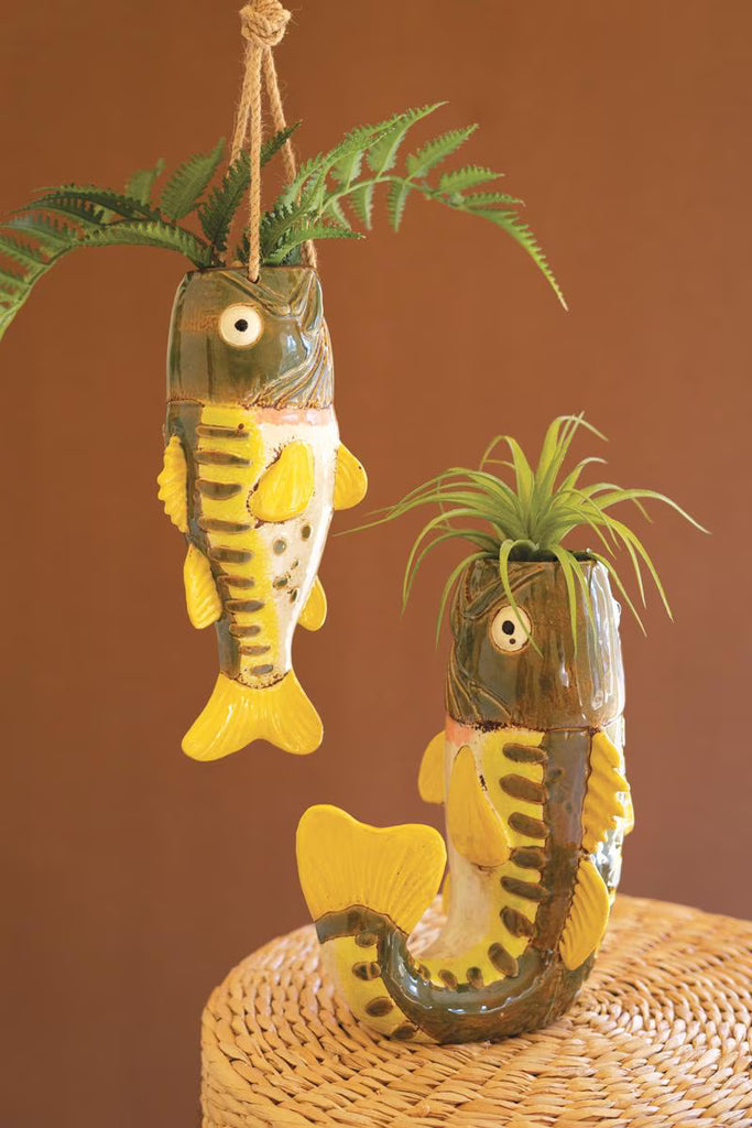 Hanging Largemouth Bass Planter - view 2