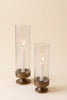 Set of 2 Antique Metal and Glass Taper Candle Hurricanes – image 2