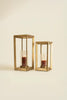 Set of 2 Metal Framed Lanterns with Clear Glass Hurricanes – image 4