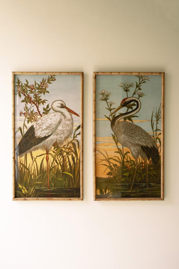 Set of 2 Framed Heron Prints Under Glass – image 4
