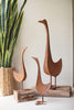 Set of 3 Rustic Metal Geese – image 1