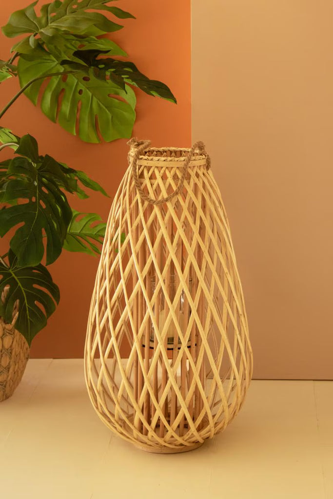 Tall Teardrip Willow Lantern with Glass Insert - Natural 31.5"t – image 1