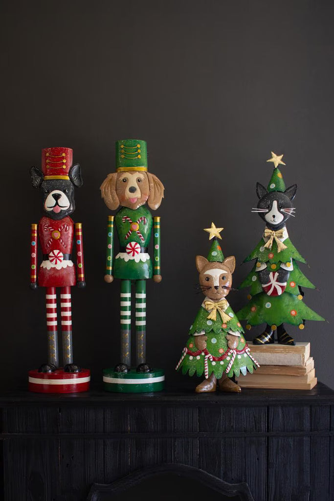 Set of 2 Painted Metal Christmas Dog Nutcrackers – image 2