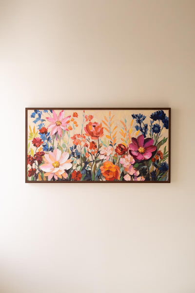 Framed Wild Flowers Painting – image 1