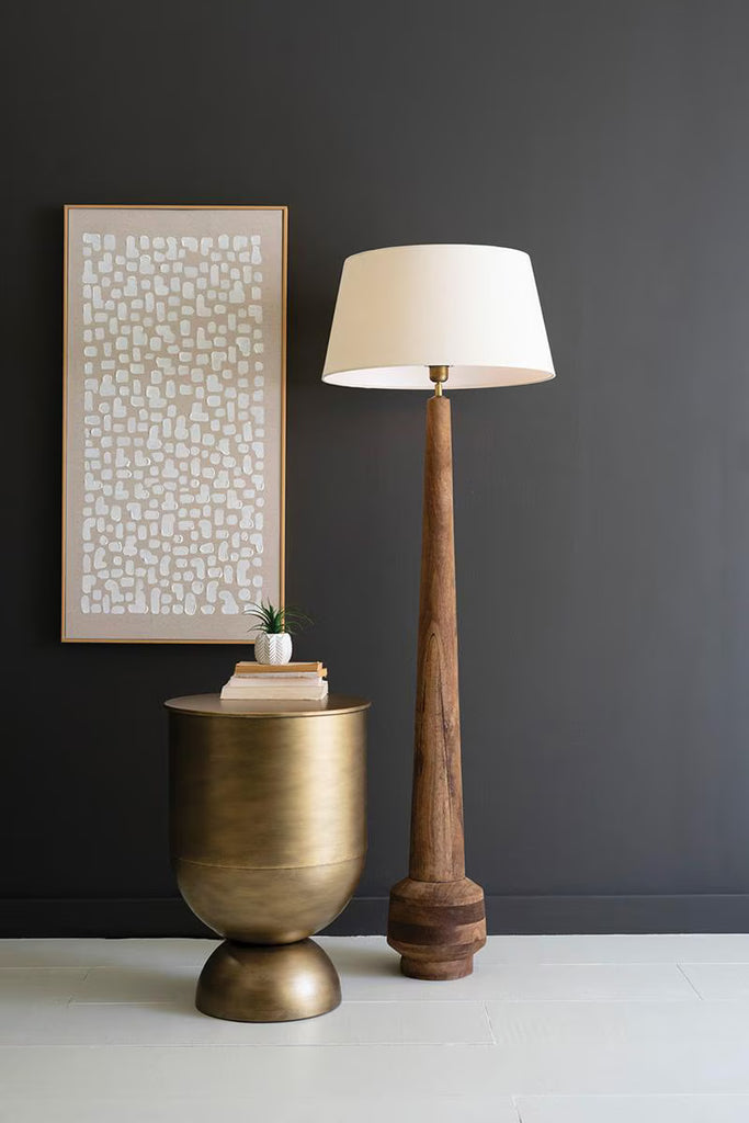 TALL WOODEN FLOOR LAMP BASE WITH SHADE — Kalalou NRU1021X