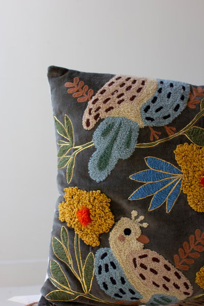 Set of 2 Embroidery Pillows with Birds - One Each Color – image 5