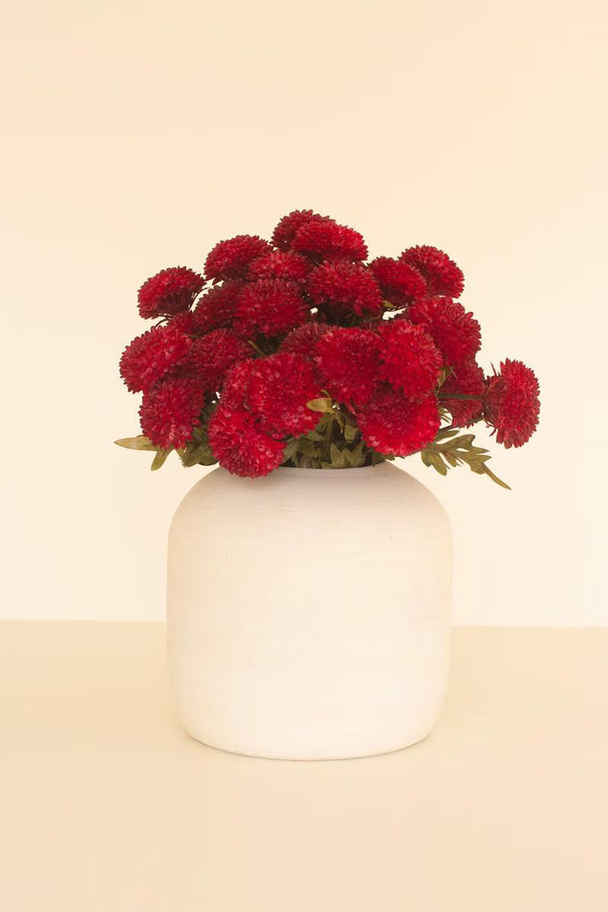 BUNDLE OF SEVEN  ARTIFICIAL ZINNIAS - RED — Kalalou CHAL1002
