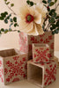 Set of 4 Square Cement Christmas Planters with Red Detail - view 2
