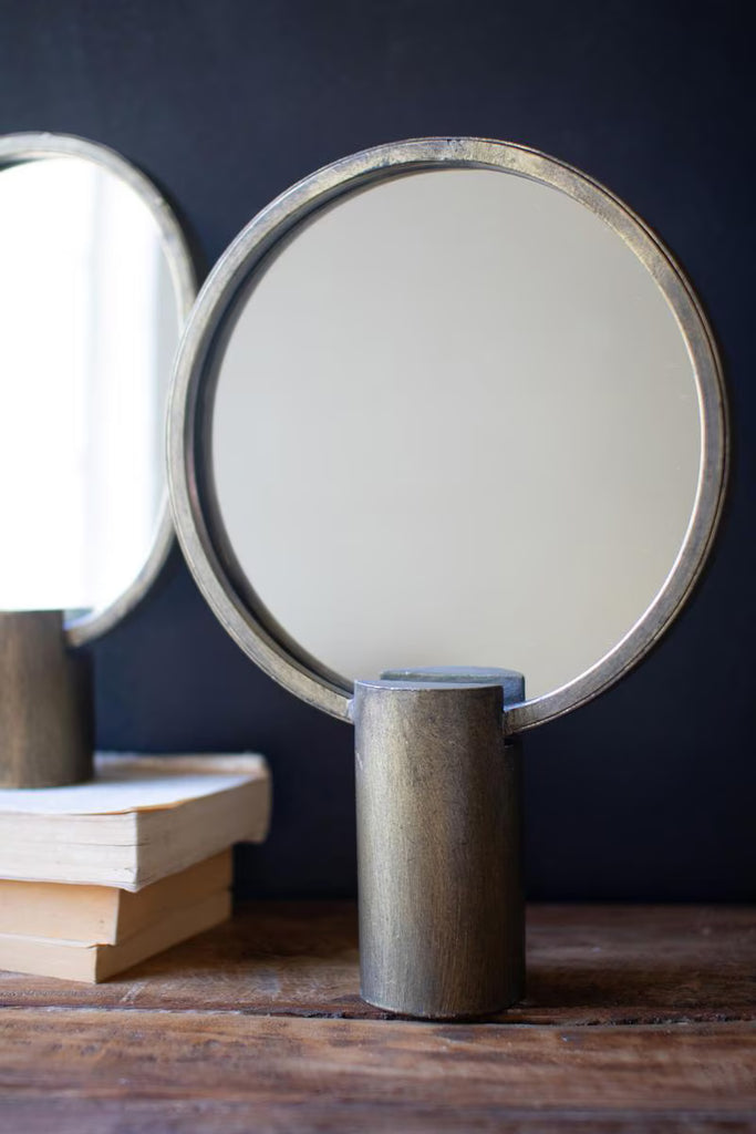 Set of 2 Antique Gold Tabletop Mirrors – image 2