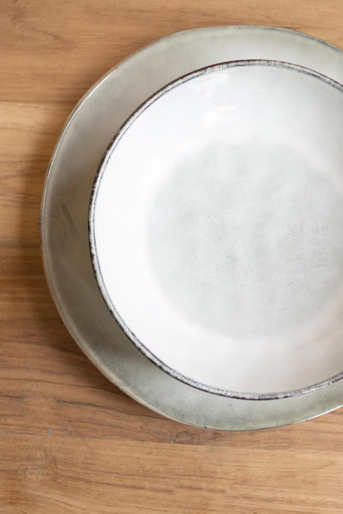 Set of 6 Set 3 Antique Grey Ceramic Dinner Salad and Bowl – image 3