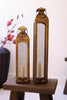 Set of 2 Antique Brass Taper Candle Lanterns with Wire Screen – image 3