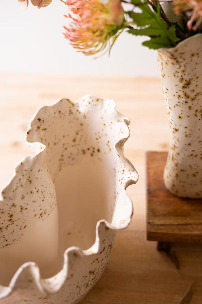 Set of 2 Ceramic Rustic Edge Vases – image 2