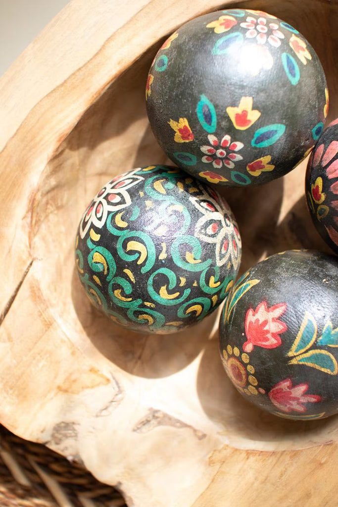 Set of 4 Hand-painted Wooden Spheres - view 2