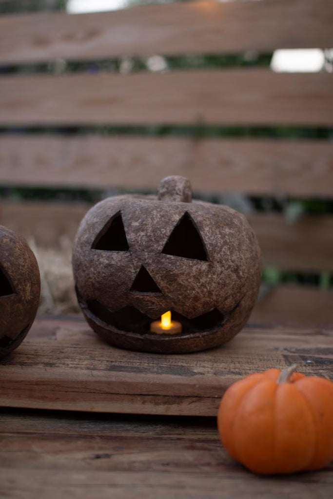 Set of 2 Paper Mache Jack-o-lanterns - image 2