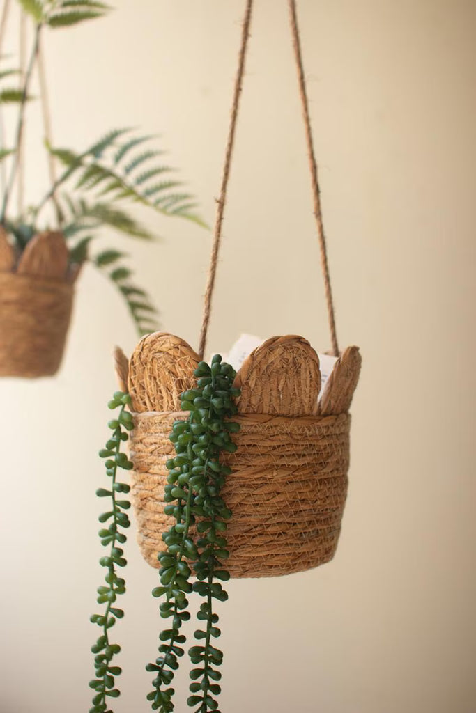 Set of 6 Woven Seagrass Hanging Planter Basket – image 3