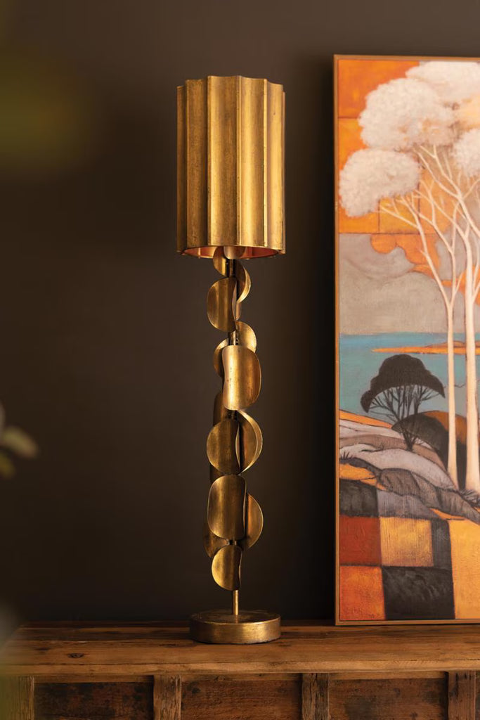 Tall Metal Table Lamp with Antique Gold Finish - #1 – image 1