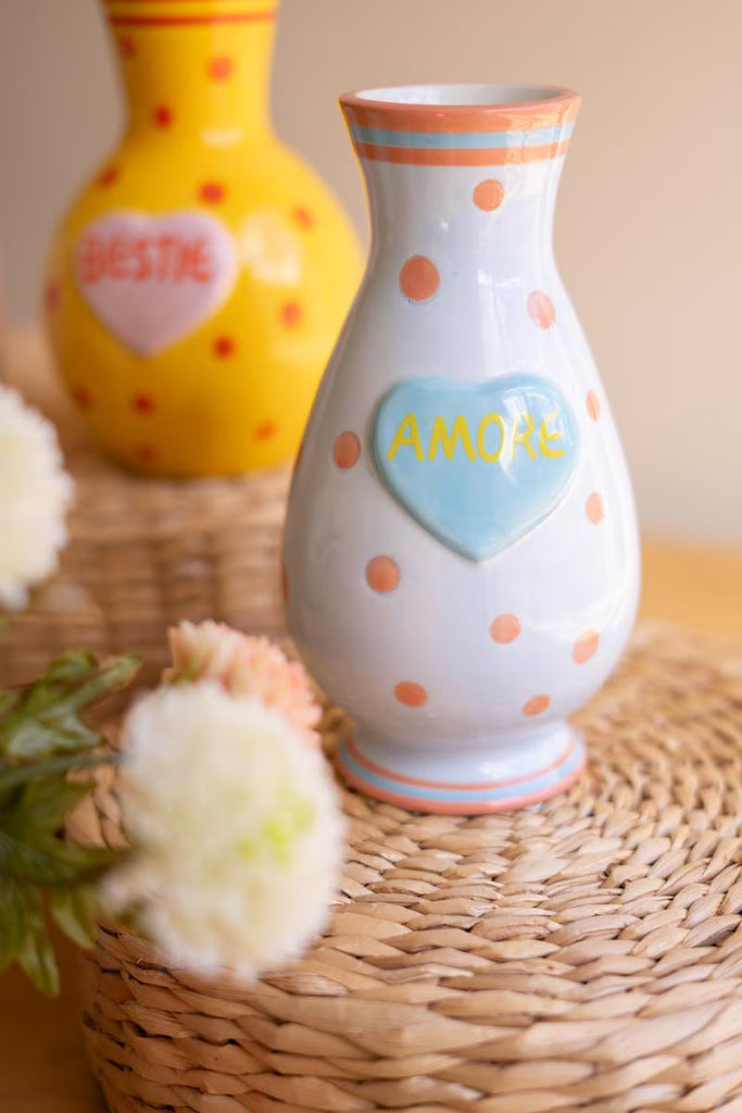 Set of 5 Ceramic Hearts with Words Vases – image 6