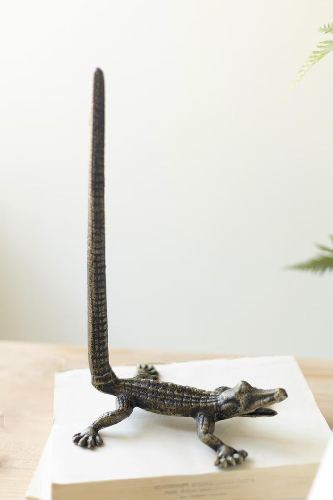 Set of 2 Cast Iron Crocodile Paper Owel Holder – image 2