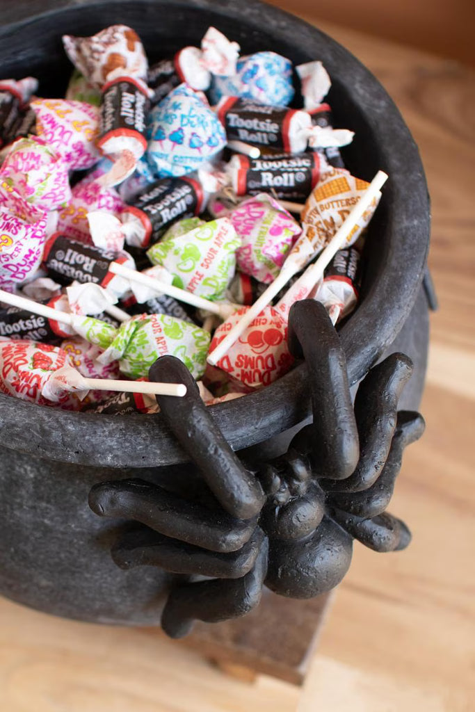 Black Terracota Halloween Candy Cauldron with Spider - view 3