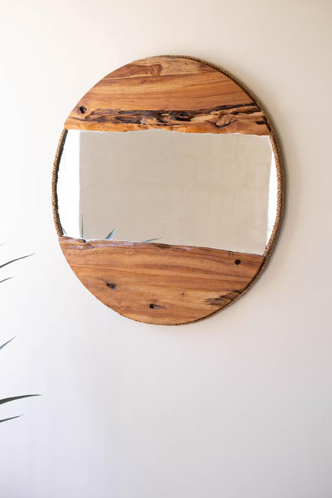 Recycled Wood Round Framed Mirror – image 3