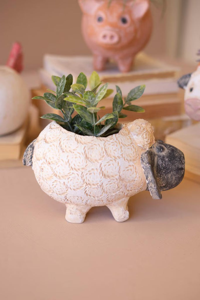 Set of 4 Sheep, Cow, Chicken and Pig Planters – image 3