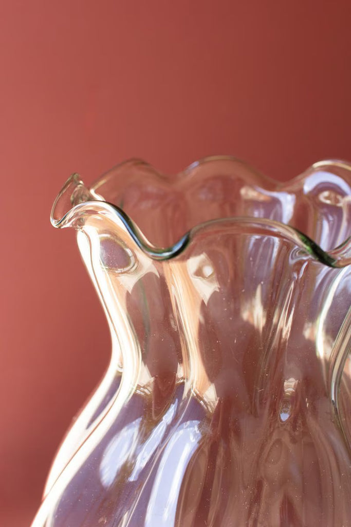 Set of 2 Glass Melon Vase with Ruffled Edge (min 2) – image 2