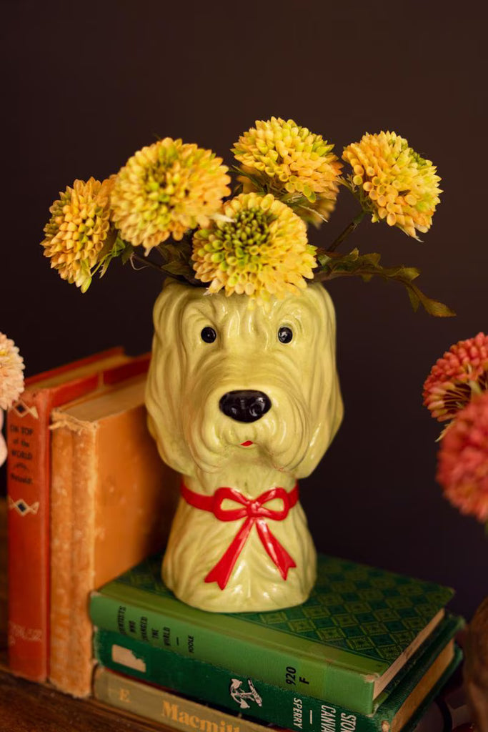 Set of 3 Ceramic Dog Vases with Bows – image 3