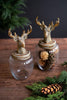 Set of 2 Glass Canisters with Reindeer Tops – image 1