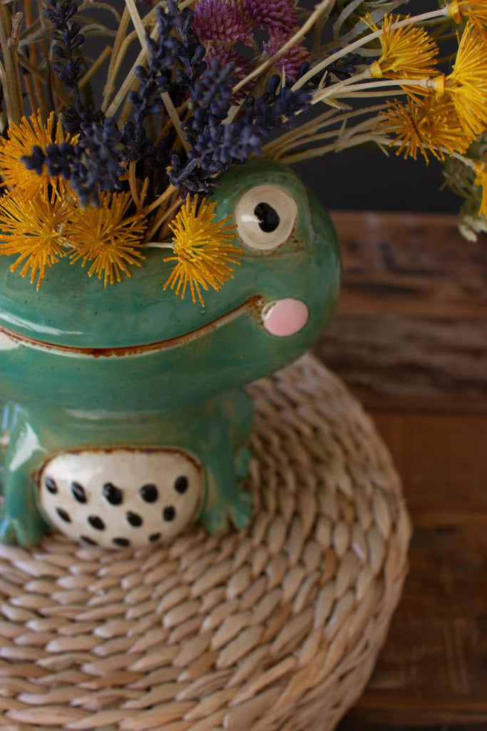 Set of 2 Ceramic Frog Planter (min 2) – image 2