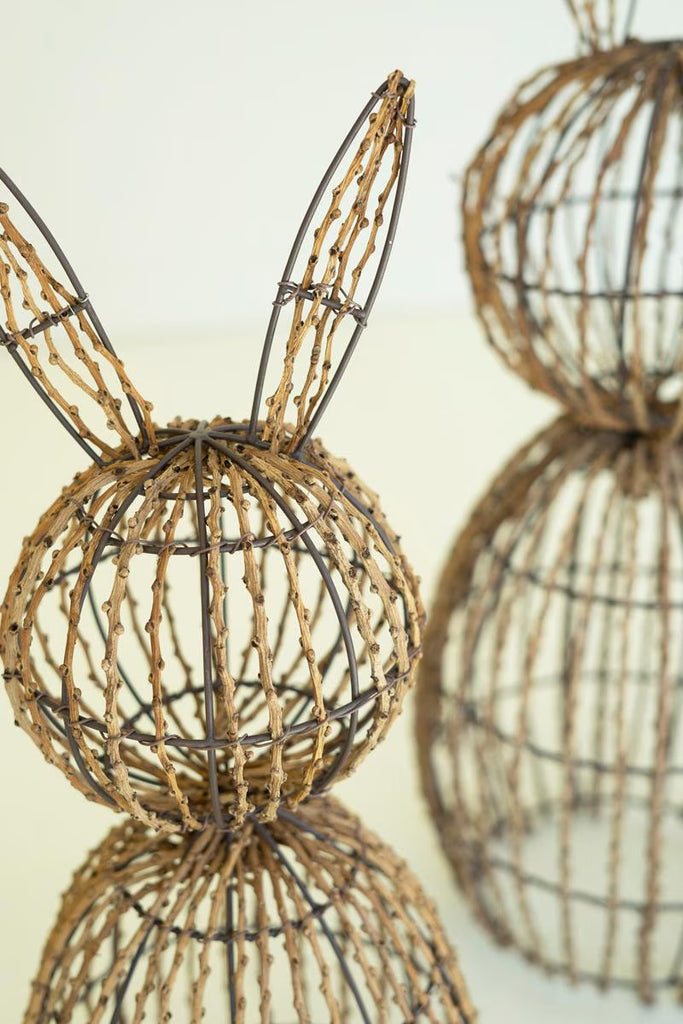 Set of 2 Twig and Iron Rabbits - image 3