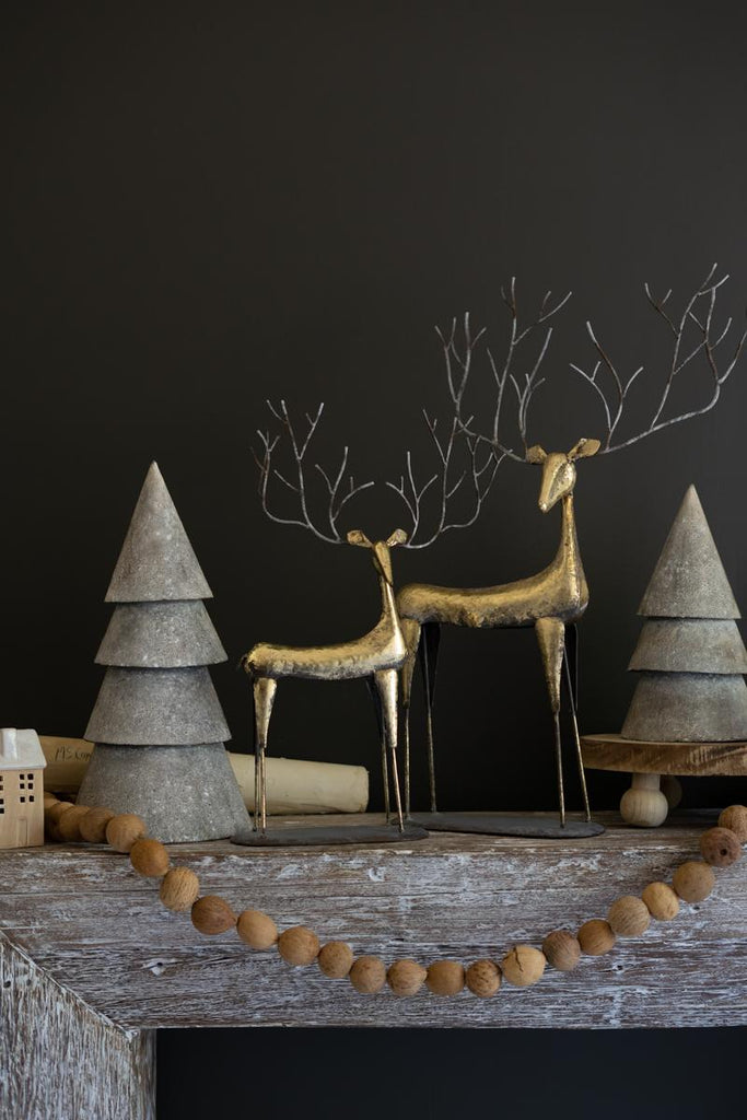 Set of 2 Antique Gold Metal Christmas Deer – image 3