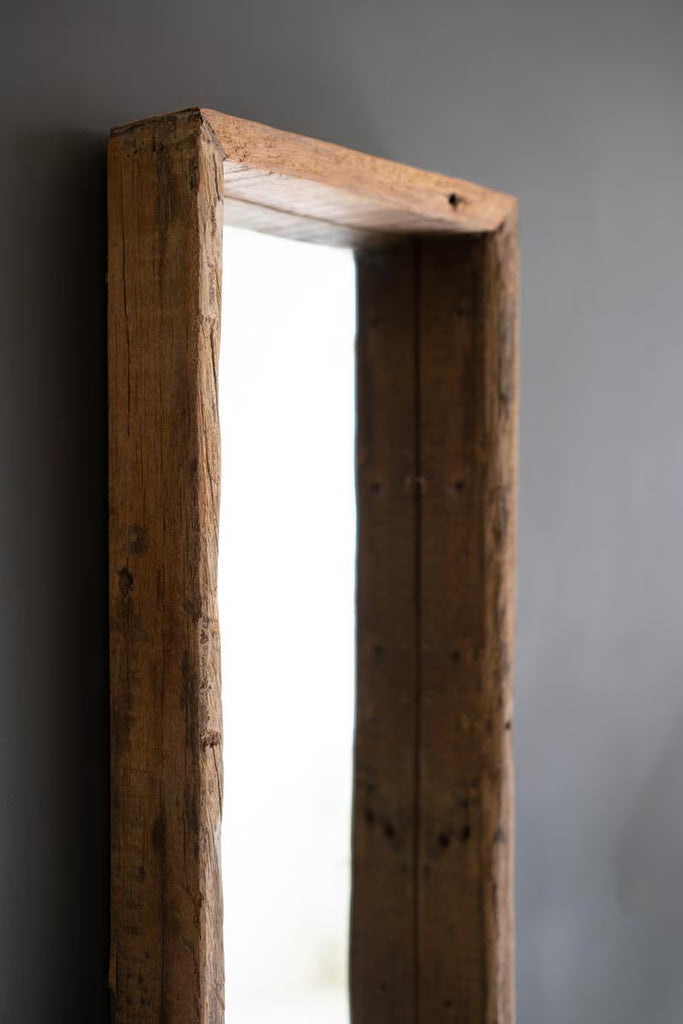 RECYCLED WOOD SHADOW BOX FRAMED MIRROR — Kalalou NMCC1353