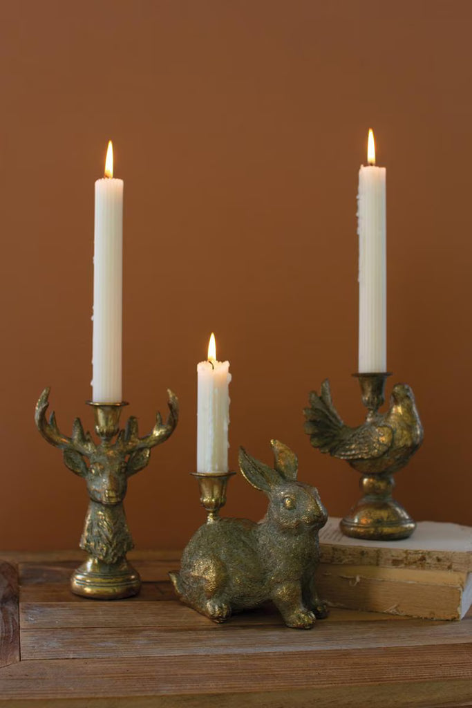 RESIN TAPER CANDLE HOLDER - DEER (MIN 2) — Kalalou CMNQ1281K