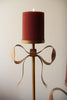 Set of 3 Antique Brass Pillar Candle Stands -bow Detail – image 4