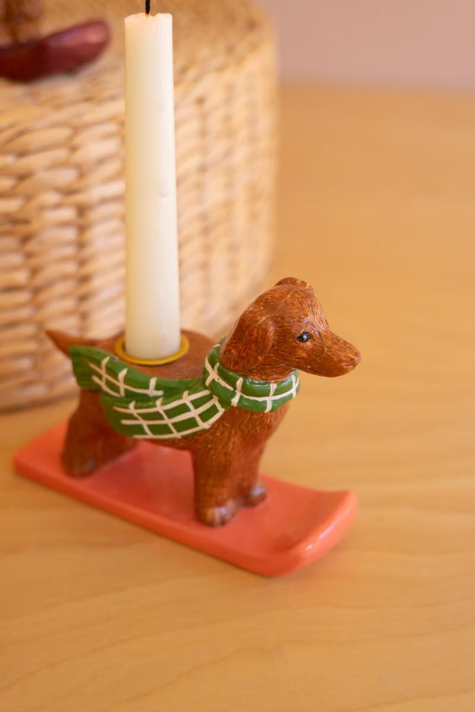 Set of 5 Ceramic Christmas Dog Taper Candle Holders – image 6