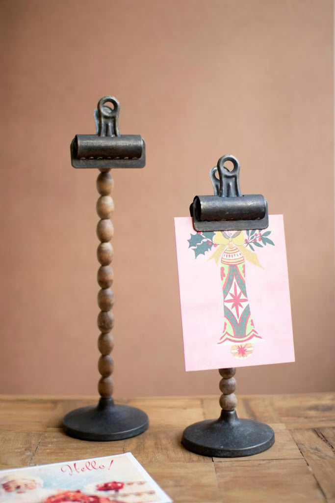Set of 2 Wood Beads on a Base with Clips - view 4