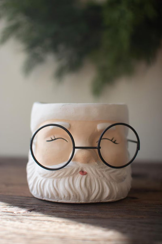 Set of 2 Concrete Santa Planters - image 3