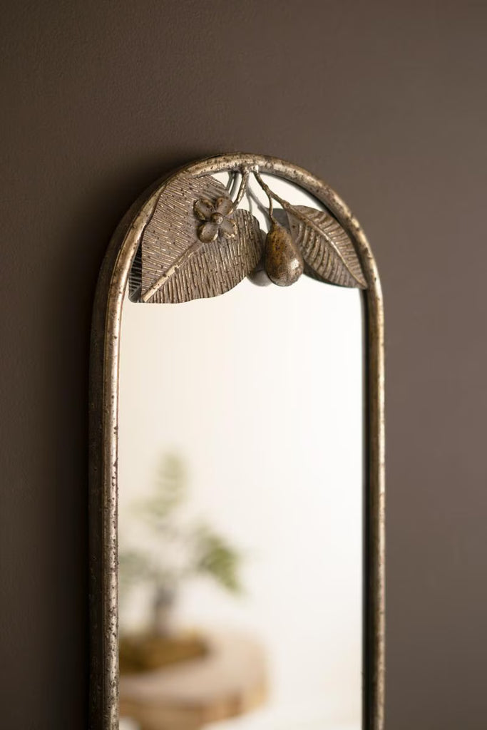 Tall Rustic Framed Mirror with Leaf Detail – image 2