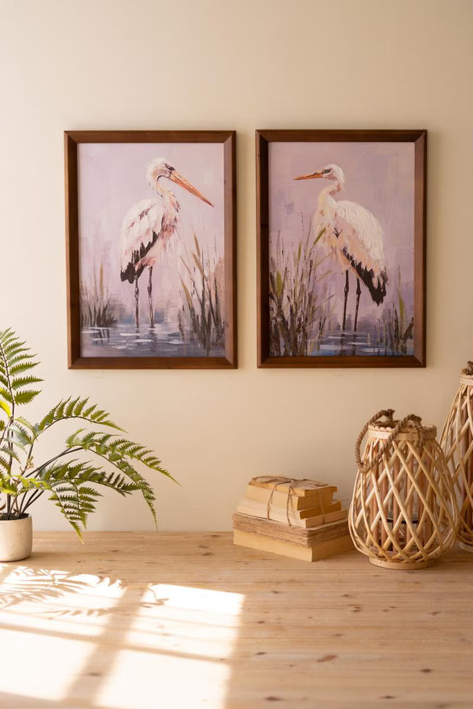 Set of 2 Framed Paint Over Print Herons – image 6