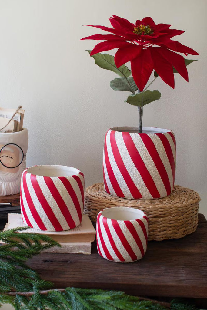Set of 3 Concrete Candy Cane Planters - image 1