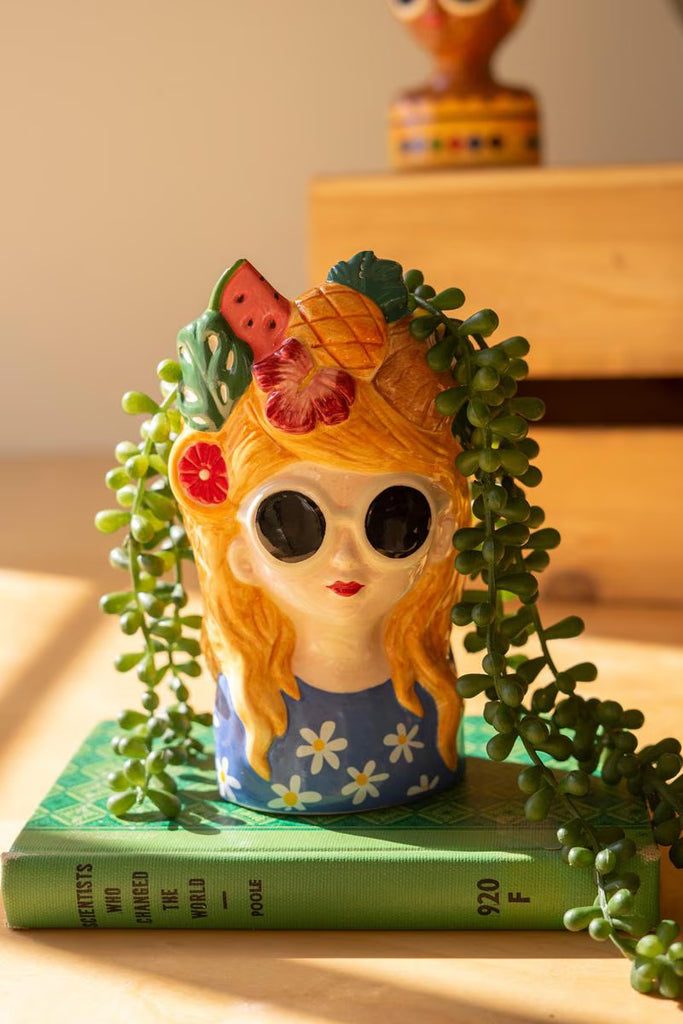 Set of 3 Ceramic Ladies Vases with Fruit Hats – image 4