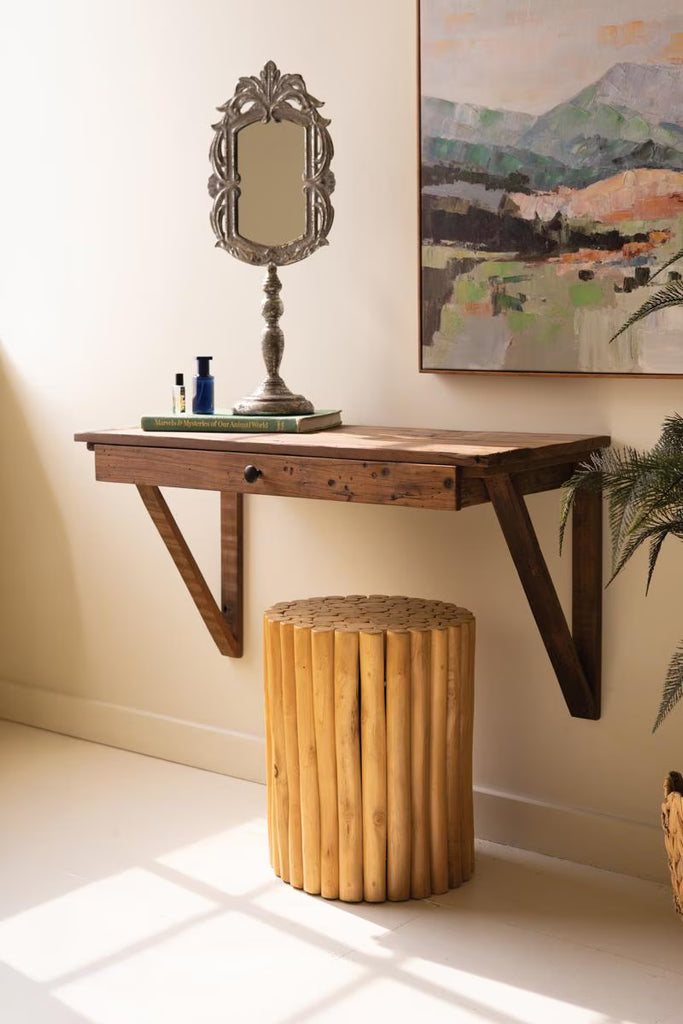 Reclaimed Wood Wall Desk with Drawer – image 1