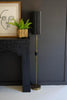 ANTIQUE GOLD FLOOR LAMP WITH FLUTED BLACK METAL SHADE — Kalalou CLL2804