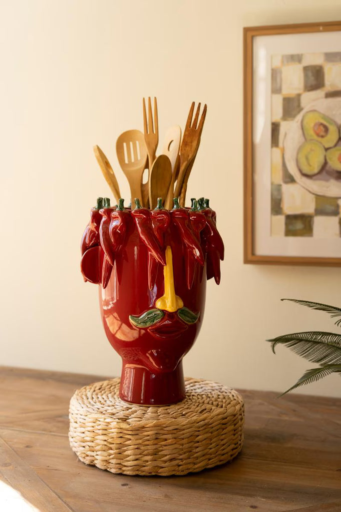 Ceramic Head Planter - Red Peppers – image 1