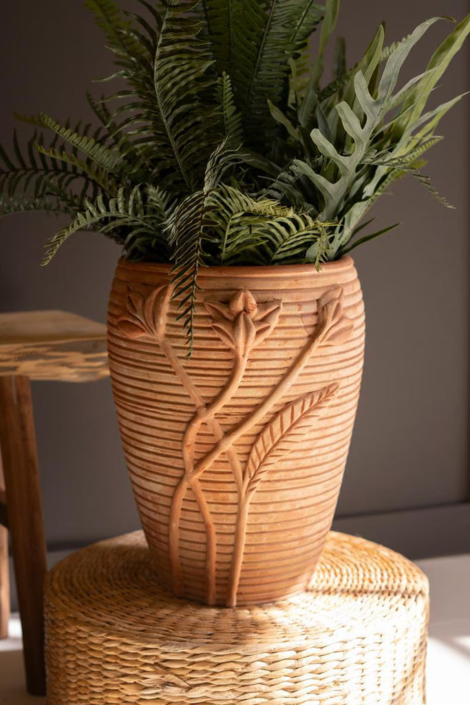 Terracotta Urn with Flowers Detail – image 1